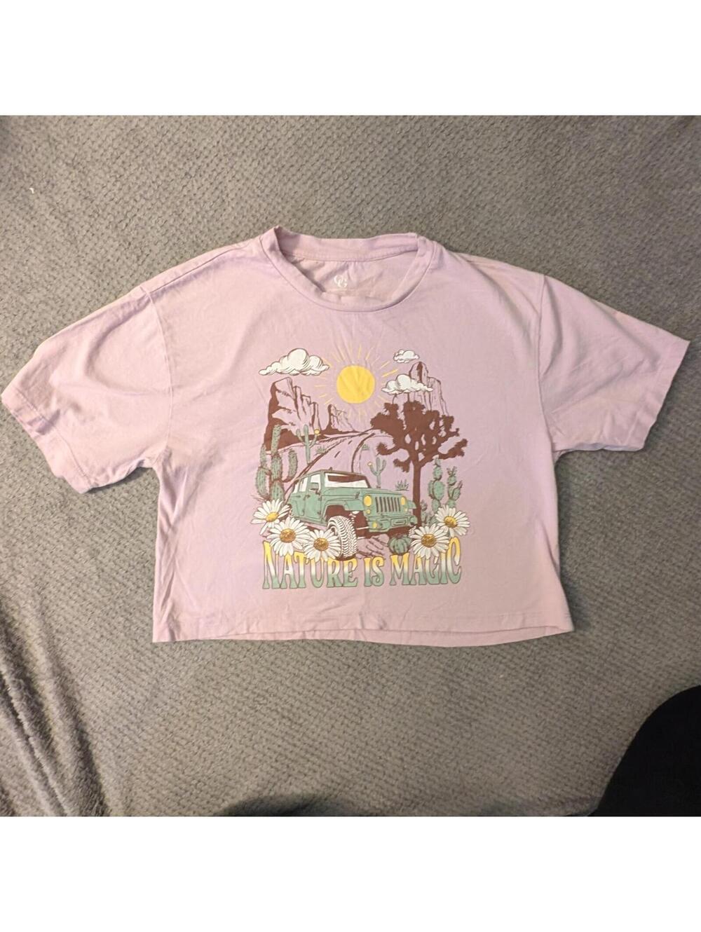 Organic Generation Pink Cropped Graphic T-Shirt Nature Is Magic Desert Print